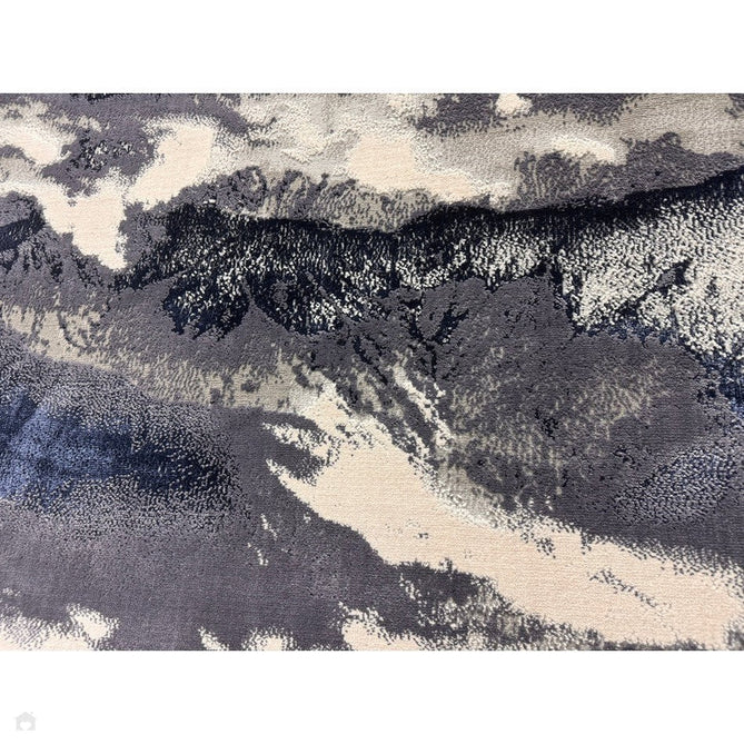 Aurora AU20 Storm Modern Abstract Distressed Marbled Metallic Shimmer Textured High-Density Soft Smooth Low Profile Polyblend Short-Pile Cream/Navy Blue/Charcoal/Silver/Blue-Grey/Pale Beige Rug-Asiatic Carpets-Rug Love - The Most Loved Rug Store