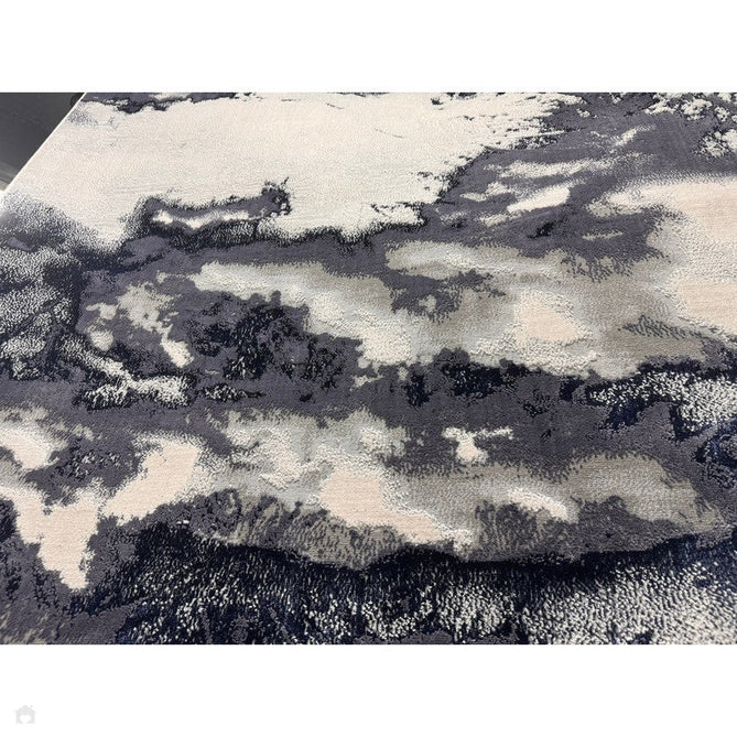 Aurora AU20 Storm Modern Abstract Distressed Marbled Metallic Shimmer Textured High-Density Soft Smooth Low Profile Polyblend Short-Pile Cream/Navy Blue/Charcoal/Silver/Blue-Grey/Pale Beige Rug-Asiatic Carpets-Rug Love - The Most Loved Rug Store