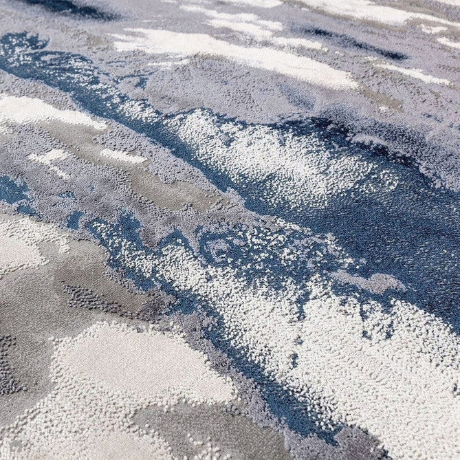 Aurora AU20 Storm Modern Abstract Distressed Marbled Metallic Shimmer Textured High-Density Soft Smooth Low Profile Polyblend Short-Pile Cream/Navy Blue/Charcoal/Silver/Blue-Grey/Pale Beige Rug-Asiatic Carpets-Rug Love - The Most Loved Rug Store