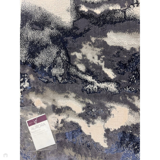 Aurora AU20 Storm Modern Abstract Distressed Marbled Metallic Shimmer Textured High-Density Soft Smooth Low Profile Polyblend Short-Pile Cream/Navy Blue/Charcoal/Silver/Blue-Grey/Pale Beige Rug-Asiatic Carpets-Rug Love - The Most Loved Rug Store