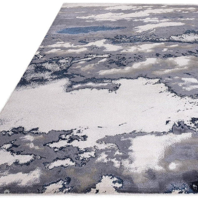 Aurora AU20 Storm Modern Abstract Distressed Marbled Metallic Shimmer Textured High-Density Soft Smooth Low Profile Short-Pile Navy Blue/Blue/Charcoal/Silver Rug-Asiatic Carpets-Rug Love - The Most Loved Rug Store