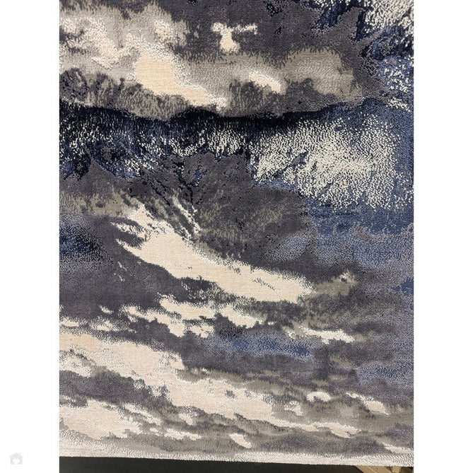 Aurora AU20 Storm Modern Abstract Distressed Marbled Metallic Shimmer Textured High-Density Soft Smooth Low Profile Short-Pile Navy Blue/Blue/Charcoal/Silver Rug-Asiatic Carpets-Rug Love - The Most Loved Rug Store
