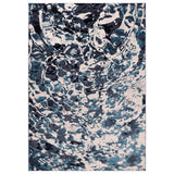 Aurora AU21 Foam Modern Abstract Distressed Marbled Metallic Shimmer Textured High-Density Flat Pile Navy Blue/Blue/Charcoal/Silver Rug