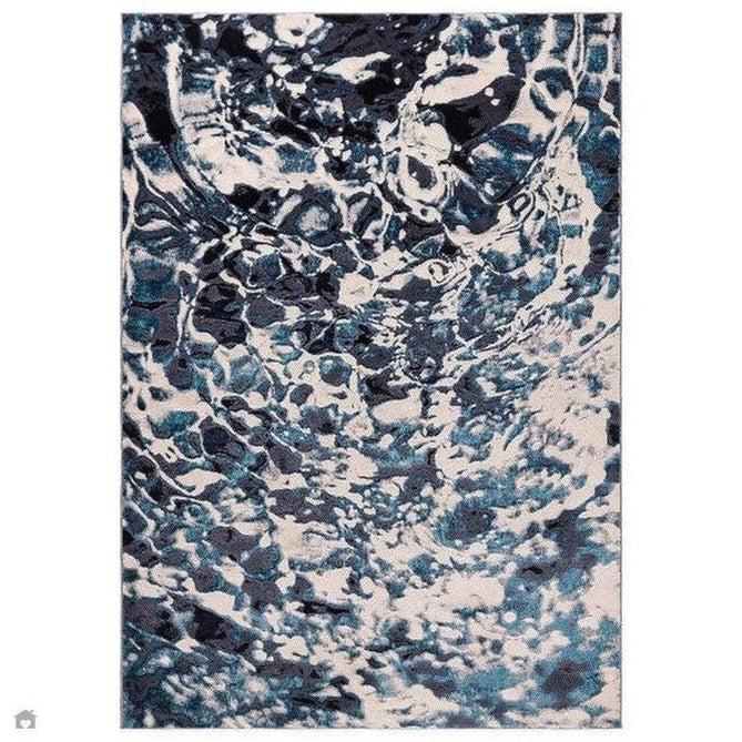 Aurora AU21 Foam Modern Abstract Distressed Marbled Metallic Shimmer Textured High-Density Soft Smooth Low Profile Short-Pile Navy Blue/Blue/Charcoal/Silver Rug-Asiatic Carpets-Rug Love - The Most Loved Rug Store