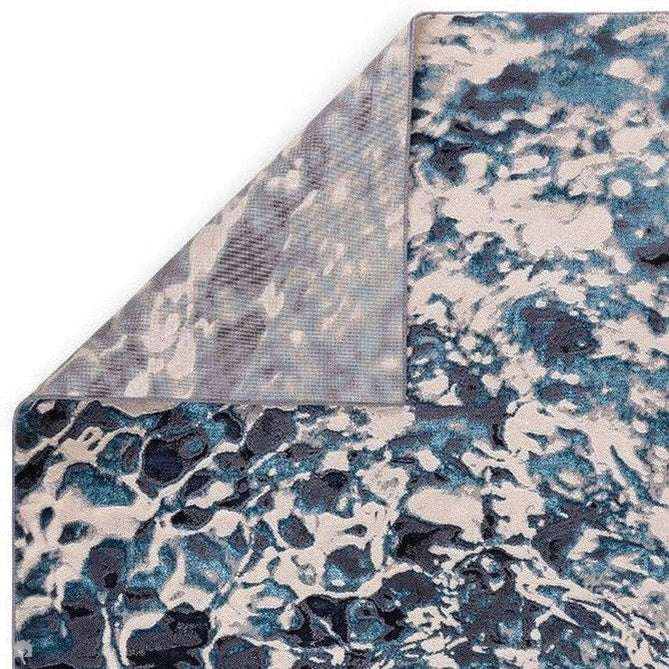 Aurora AU21 Foam Modern Abstract Distressed Marbled Metallic Shimmer Textured High-Density Soft Smooth Low Profile Short-Pile Navy Blue/Blue/Charcoal/Silver Rug-Asiatic Carpets-Rug Love - The Most Loved Rug Store