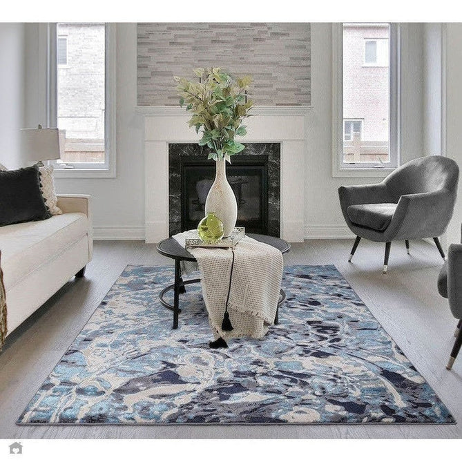 Aurora AU21 Foam Modern Abstract Distressed Marbled Metallic Shimmer Textured High-Density Soft Smooth Low Profile Short-Pile Navy Blue/Blue/Charcoal/Silver Rug-Asiatic Carpets-Rug Love - The Most Loved Rug Store