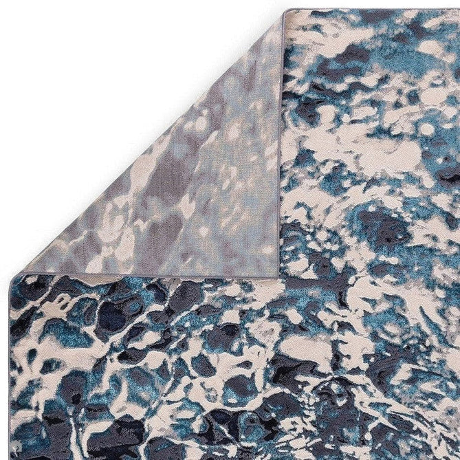 Aurora AU21 Foam Modern Abstract Distressed Marbled Metallic Shimmer Textured High-Density Soft Smooth Low Profile Short-Pile Navy Blue/Blue/Charcoal/Silver Rug-Asiatic Carpets-Rug Love - The Most Loved Rug Store
