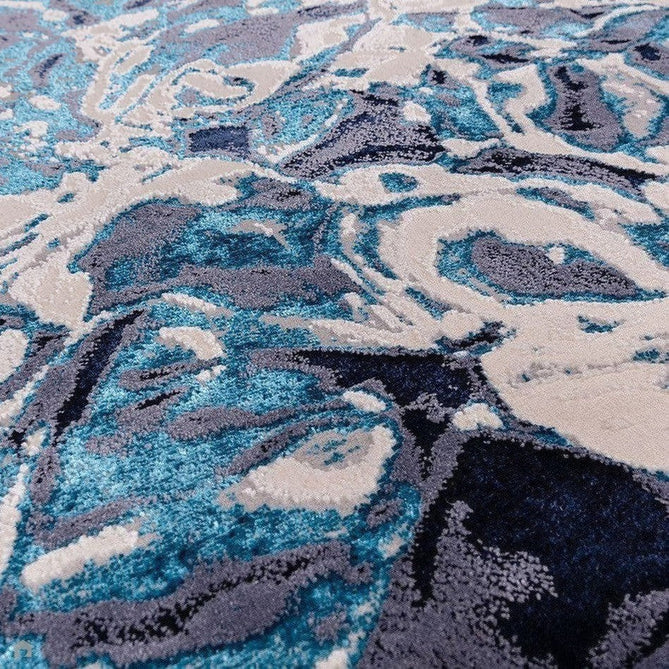 Aurora AU21 Foam Modern Abstract Distressed Marbled Metallic Shimmer Textured High-Density Soft Smooth Low Profile Short-Pile Navy Blue/Blue/Charcoal/Silver Rug-Asiatic Carpets-Rug Love - The Most Loved Rug Store