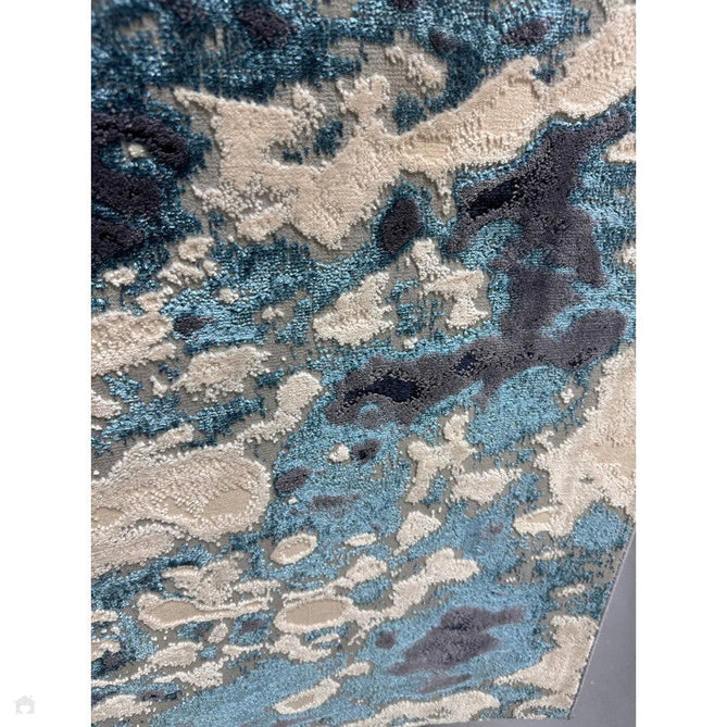 Aurora AU21 Foam Modern Abstract Distressed Marbled Metallic Shimmer Textured High-Density Soft Smooth Low Profile Short-Pile Navy Blue/Blue/Charcoal/Silver Rug-Asiatic Carpets-Rug Love - The Most Loved Rug Store