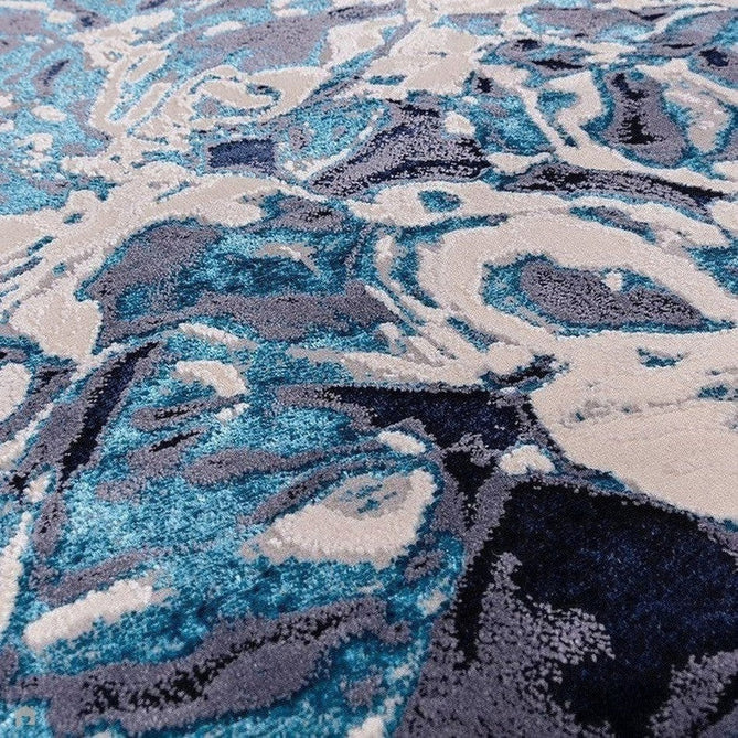 Aurora AU21 Foam Modern Abstract Distressed Marbled Metallic Shimmer Textured High-Density Soft Smooth Low Profile Short-Pile Navy Blue/Blue/Charcoal/Silver Rug-Asiatic Carpets-Rug Love - The Most Loved Rug Store