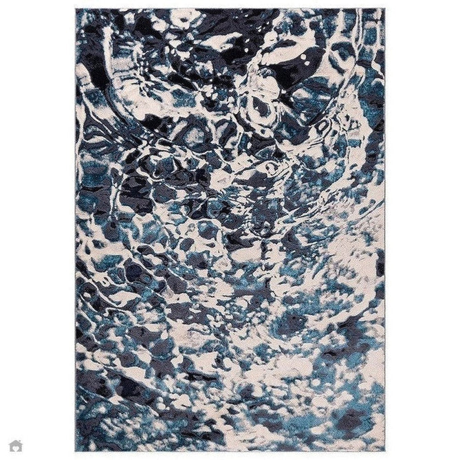 Aurora AU21 Foam Modern Abstract Distressed Marbled Metallic Shimmer Textured High-Density Soft Smooth Low Profile Short-Pile Navy Blue/Blue/Charcoal/Silver Rug-Asiatic Carpets-Rug Love - The Most Loved Rug Store
