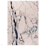 Aurora AU22 Quake Modern Abstract Distressed Marbled Metallic Shimmer Textured High-Density Flat Pile Cream/Navy Blue/Grey/Charcoal/Silver Rug