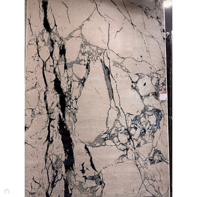 Aurora AU22 Quake Modern Abstract Distressed Marbled Metallic Shimmer Textured High-Density Soft Smooth Low Profile Polyblend Short-Pile Cream/Navy Blue/Blue-Grey/Charcoal/Silver/Pale Blue Rug-Asiatic Carpets-Rug Love - The Most Loved Rug Store