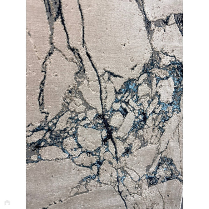 Aurora AU22 Quake Modern Abstract Distressed Marbled Metallic Shimmer Textured High-Density Soft Smooth Low Profile Polyblend Short-Pile Cream/Navy Blue/Blue-Grey/Charcoal/Silver/Pale Blue Rug-Asiatic Carpets-Rug Love - The Most Loved Rug Store