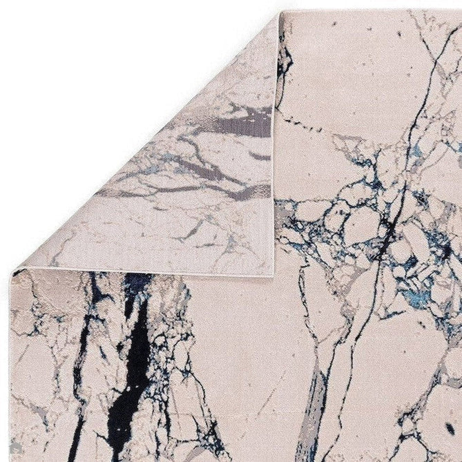 Aurora AU22 Quake Modern Abstract Distressed Marbled Metallic Shimmer Textured High-Density Soft Smooth Low Profile Polyblend Short-Pile Cream/Navy Blue/Blue-Grey/Charcoal/Silver/Pale Blue Rug-Asiatic Carpets-Rug Love - The Most Loved Rug Store