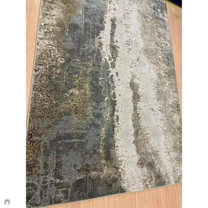 Aurora AU24 Cliff Modern Abstract Distressed Marbled Metallic Shimmer Textured High-Density Soft Smooth Low Profile Polyblend Short-Pile Grey/Beige/Bronze/Cream/Gold Rug-Asiatic Carpets-Rug Love - The Most Loved Rug Store