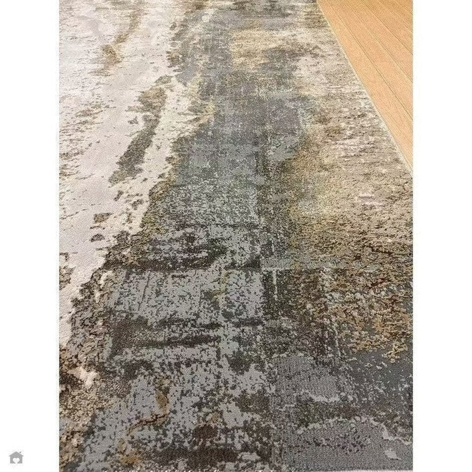 Aurora AU24 Cliff Modern Abstract Distressed Marbled Metallic Shimmer Textured High-Density Soft Smooth Low Profile Polyblend Short-Pile Grey/Beige/Bronze/Cream/Gold Rug-Asiatic Carpets-Rug Love - The Most Loved Rug Store