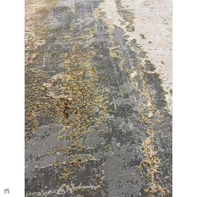 Aurora AU24 Cliff Modern Abstract Distressed Marbled Metallic Shimmer Textured High-Density Soft Smooth Low Profile Polyblend Short-Pile Grey/Beige/Bronze/Cream/Gold Rug-Asiatic Carpets-Rug Love - The Most Loved Rug Store