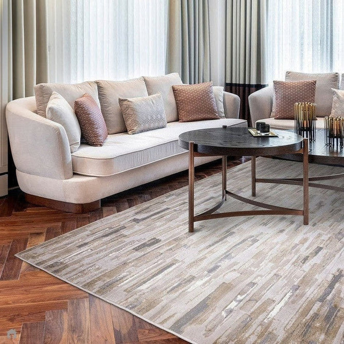Aurora AU25 Impression Modern Abstract Distressed Marbled Metallic Shimmer Textured High-Density Soft Smooth Low Profile Short-Pile Grey/Beige/Gold/Cream Rug-Asiatic Carpets-Rug Love - The Most Loved Rug Store