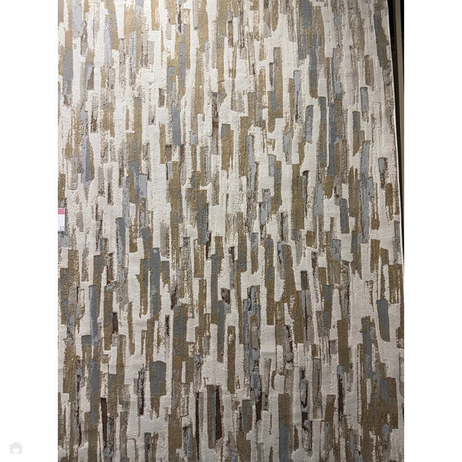 Aurora AU25 Impression Modern Linear Abstract Distressed Metallic Shimmer Textured High-Density Soft Smooth Low Profile Polyblend Short-Pile Grey/Beige/Cream/Gold Rug-Asiatic Carpets-Rug Love - The Most Loved Rug Store