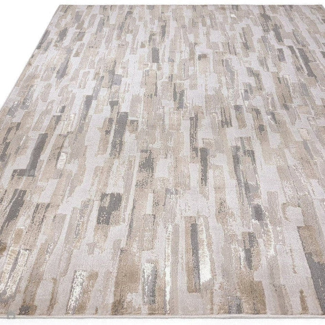 Aurora AU25 Impression Modern Linear Abstract Distressed Metallic Shimmer Textured High-Density Soft Smooth Low Profile Polyblend Short-Pile Grey/Beige/Cream/Gold Rug-Asiatic Carpets-Rug Love - The Most Loved Rug Store