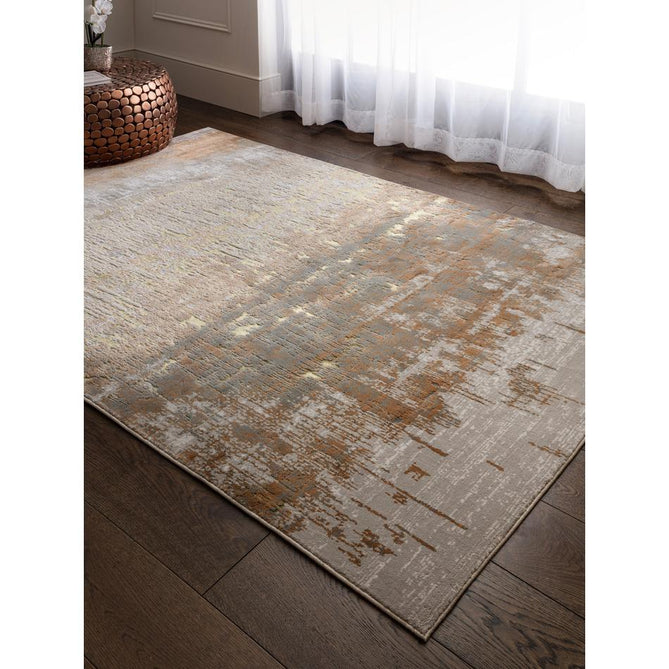 Aurora AU01 Dune Modern Abstract Distressed Marbled Metallic Shimmer Textured High-Density Soft Smooth Low Profile Polyblend Short-Pile Bronze/Gold/Rust Terracotta/Beige/Grey/Cream Runner