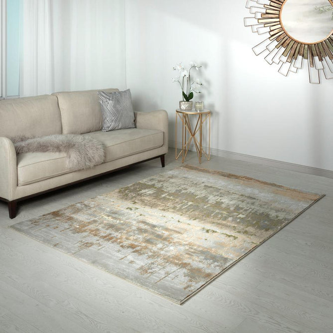Aurora AU01 Dune Modern Abstract Distressed Marbled Metallic Shimmer Textured High-Density Soft Smooth Low Profile Polyblend Short-Pile Bronze/Gold/Rust Terracotta/Beige/Grey/Cream Rug