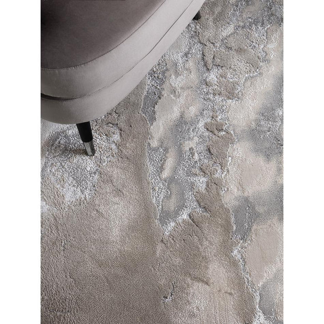 Aurora AU02 Cloud Modern Abstract Distressed Marbled Metallic Shimmer Textured High-Density Soft Smooth Low Profile Polyblend Short-Pile Grey/Beige/Silver/Cream/White Runner