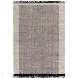 Avalon Modern Plain Basketweave Hand-Woven Textured Wool Flatweave Cream/Black Rug