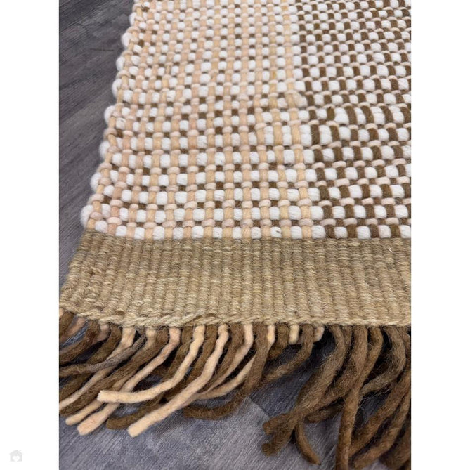 Avalon Modern Plain Beaded Basketweave Hand-Woven Textured Wool Flatweave Beige/Cream/Deep Forest Green Rug-Asiatic Carpets-Rug Love - The Most Loved Rug Store
