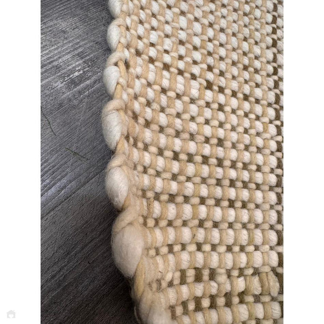 Avalon Modern Plain Beaded Basketweave Hand-Woven Textured Wool Flatweave Beige/Cream/Deep Forest Green Rug-Asiatic Carpets-Rug Love - The Most Loved Rug Store