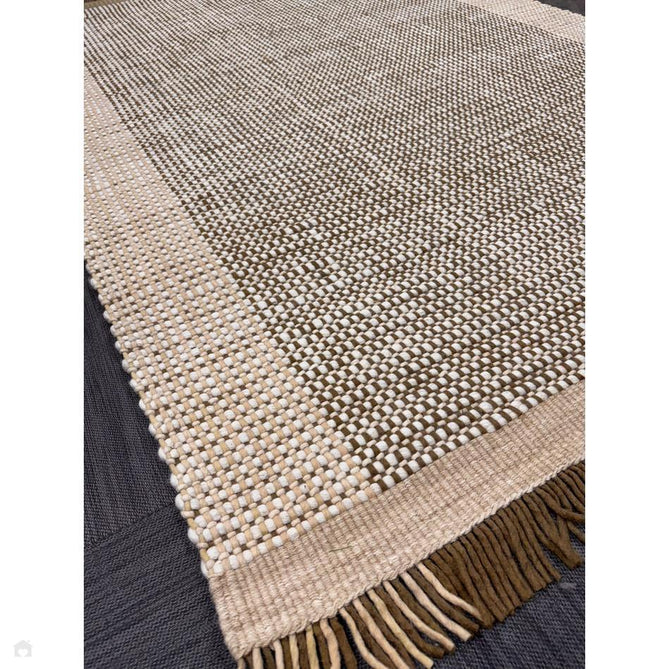 Avalon Modern Plain Beaded Basketweave Hand-Woven Textured Wool Flatweave Beige/Cream/Deep Forest Green Rug-Asiatic Carpets-Rug Love - The Most Loved Rug Store