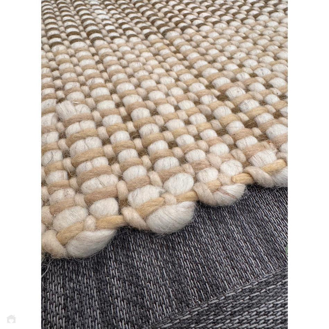 Avalon Modern Plain Beaded Basketweave Hand-Woven Textured Wool Flatweave Beige/Cream/Deep Forest Green Rug-Asiatic Carpets-Rug Love - The Most Loved Rug Store