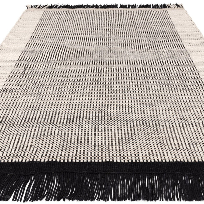 Avalon Modern Plain Beaded Basketweave Hand-Woven Textured Wool Flatweave Cream/Black Rug-Asiatic Carpets-Rug Love - The Most Loved Rug Store