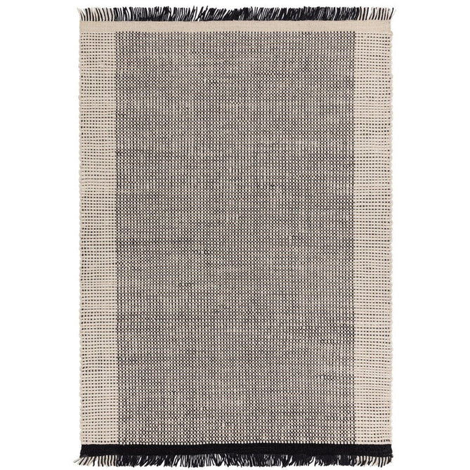 Avalon Modern Plain Beaded Basketweave Hand-Woven Textured Wool Flatweave Cream/Black Rug-Asiatic Carpets-Rug Love - The Most Loved Rug Store