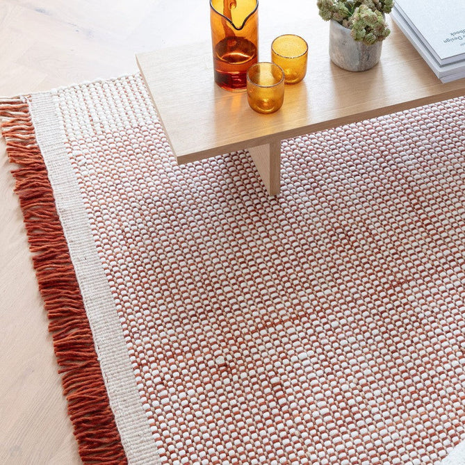Avalon Modern Plain Beaded Basketweave Hand-Woven Textured Wool Flatweave Rust/Cream/Beige Rug-Asiatic Carpets-Rug Love - The Most Loved Rug Store