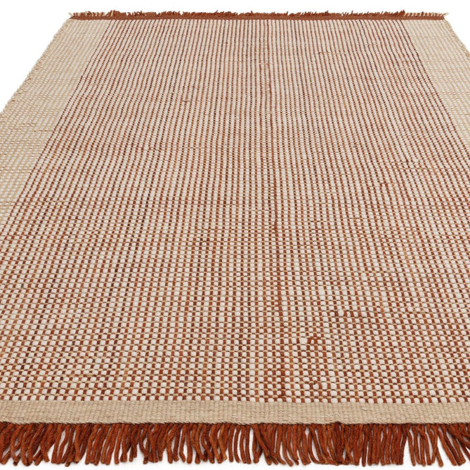 Avalon Modern Plain Beaded Basketweave Hand-Woven Textured Wool Flatweave Rust/Cream/Beige Rug-Asiatic Carpets-Rug Love - The Most Loved Rug Store