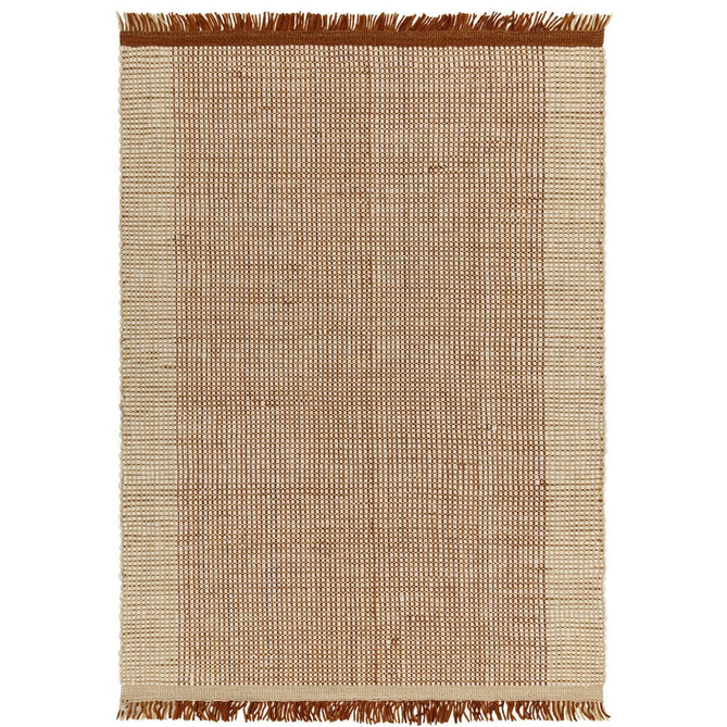 Avalon Modern Plain Beaded Basketweave Hand-Woven Textured Wool Flatweave Rust/Cream/Beige Rug-Asiatic Carpets-Rug Love - The Most Loved Rug Store