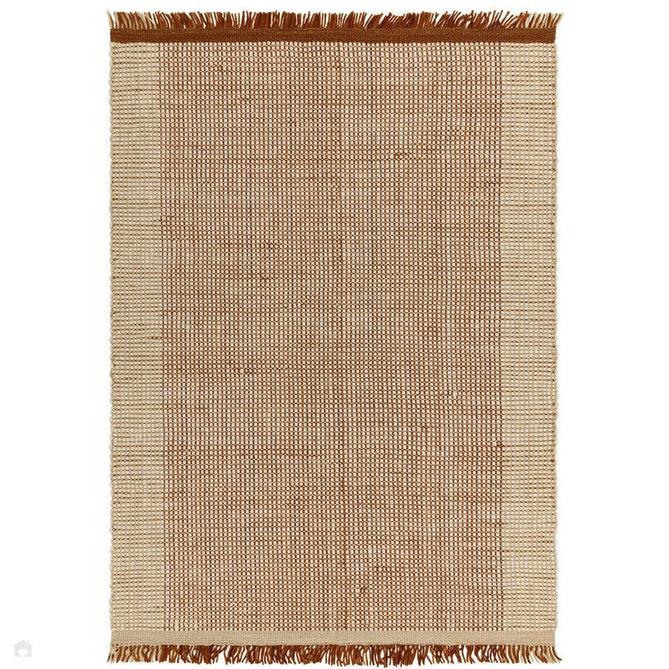 Avalon Modern Plain Beaded Basketweave Hand-Woven Textured Wool Flatweave Rust/Cream/Beige Rug-Asiatic Carpets-Rug Love - The Most Loved Rug Store