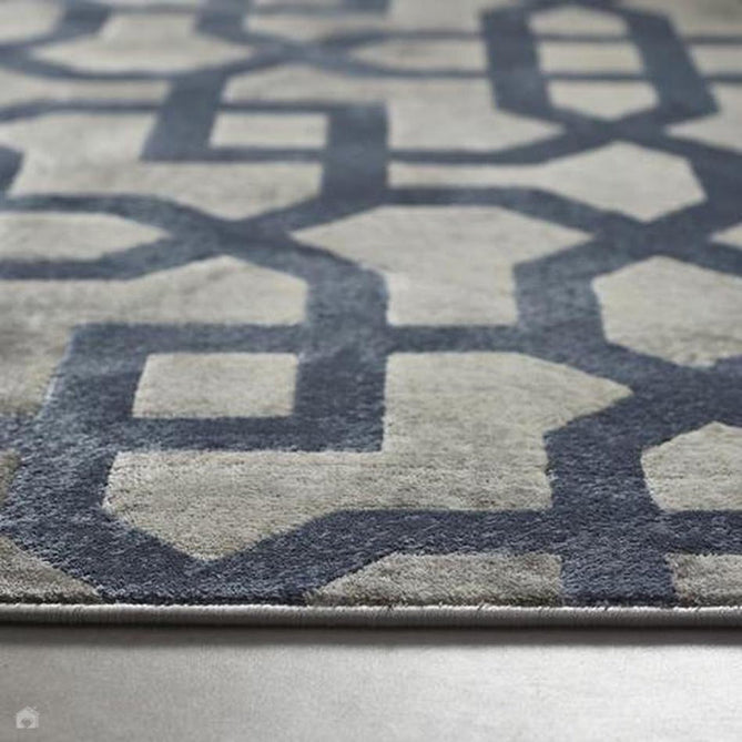 Avanti Modern Geometric Faded Trellis Smooth Short Pile Grey/Blue/Charcoal/Beige Rug-Origins-Rug Love - The Most Loved Rug Store