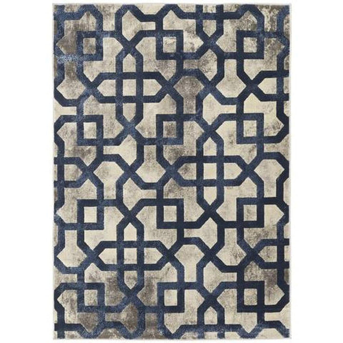 Avanti Modern Geometric Faded Trellis Smooth Short Pile Grey/Blue/Charcoal/Beige Rug-Origins-Rug Love - The Most Loved Rug Store