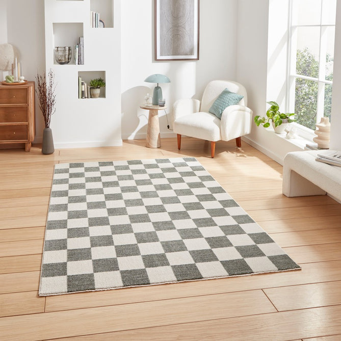 Baltimore 66618 Modern Checkerboard High-Density Smooth Polyester Flat-Pile Green Rug-Think Rugs-Rug Love - The Most Loved Rug Store