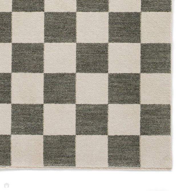 Baltimore 66618 Modern Checkerboard High-Density Smooth Polyester Flat-Pile Green Runner-Think Rugs-Rug Love - The Most Loved Rug Store