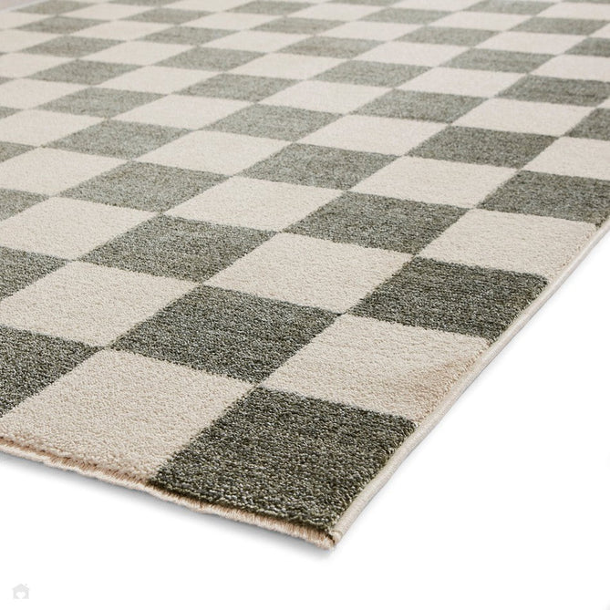 Baltimore 66618 Modern Checkerboard High-Density Smooth Polyester Flat-Pile Green Runner-Think Rugs-Rug Love - The Most Loved Rug Store