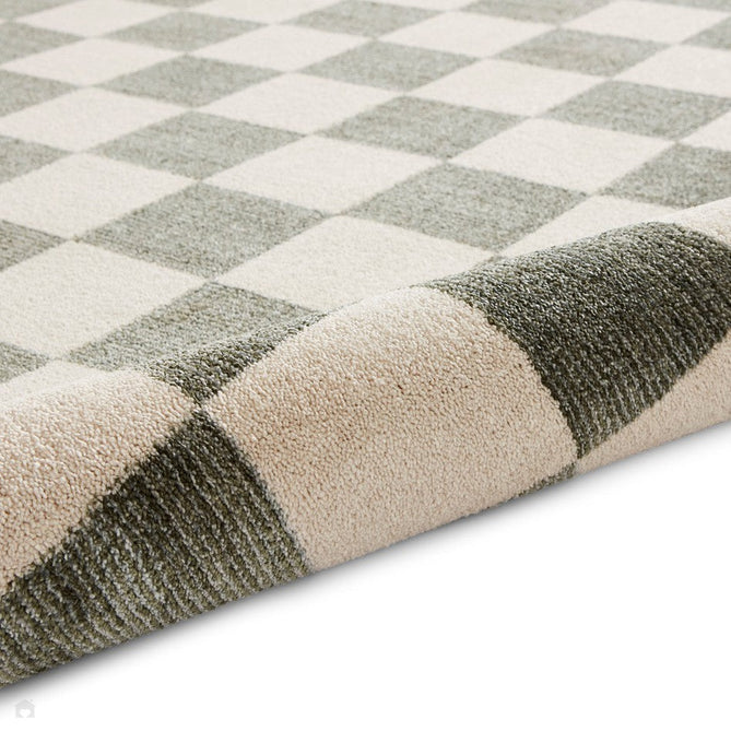 Baltimore 66618 Modern Checkerboard High-Density Smooth Polyester Flat-Pile Green Runner-Think Rugs-Rug Love - The Most Loved Rug Store