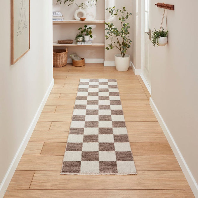 Baltimore 66618 Modern Checkerboard High-Density Smooth Polyester Flat-Pile Grey Runner-Think Rugs-Rug Love - The Most Loved Rug Store
