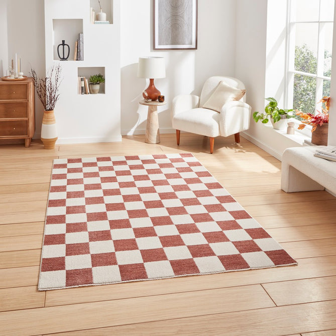 Baltimore 66618 Modern Checkerboard High-Density Smooth Polyester Flat-Pile Plum Rug-Think Rugs-Rug Love - The Most Loved Rug Store