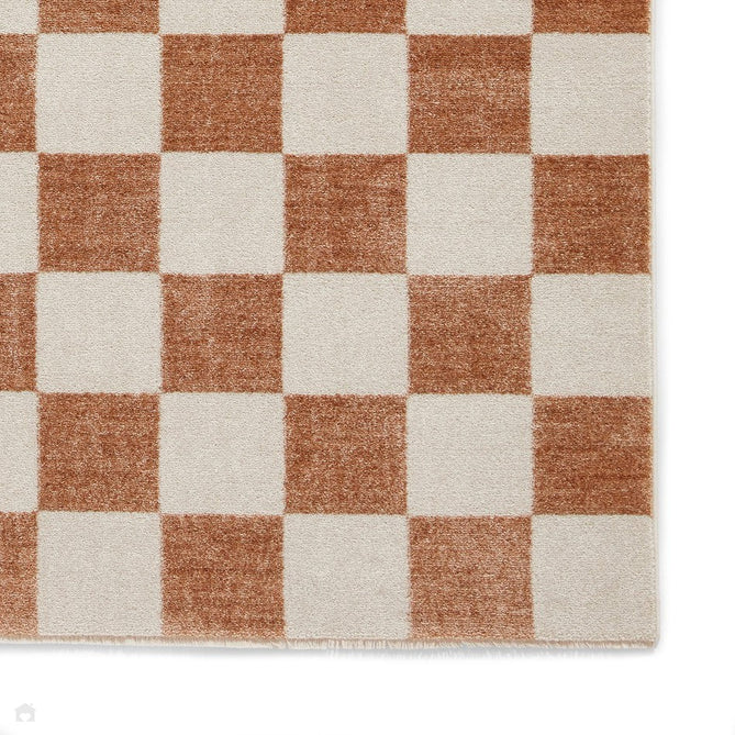 Baltimore 66618 Modern Checkerboard High-Density Smooth Polyester Flat-Pile Walnut Runner-Think Rugs-Rug Love - The Most Loved Rug Store