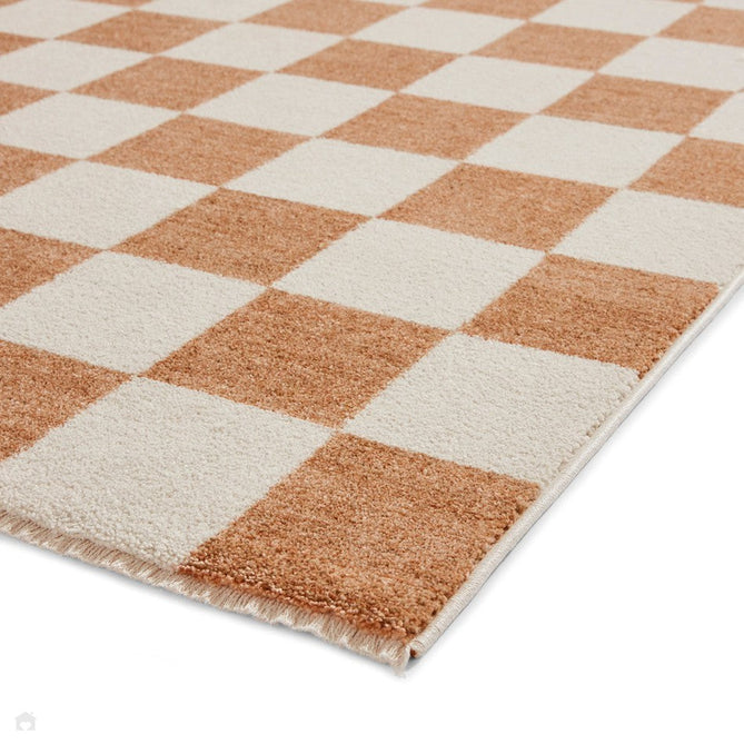 Baltimore 66618 Modern Checkerboard High-Density Smooth Polyester Flat-Pile Walnut Runner-Think Rugs-Rug Love - The Most Loved Rug Store