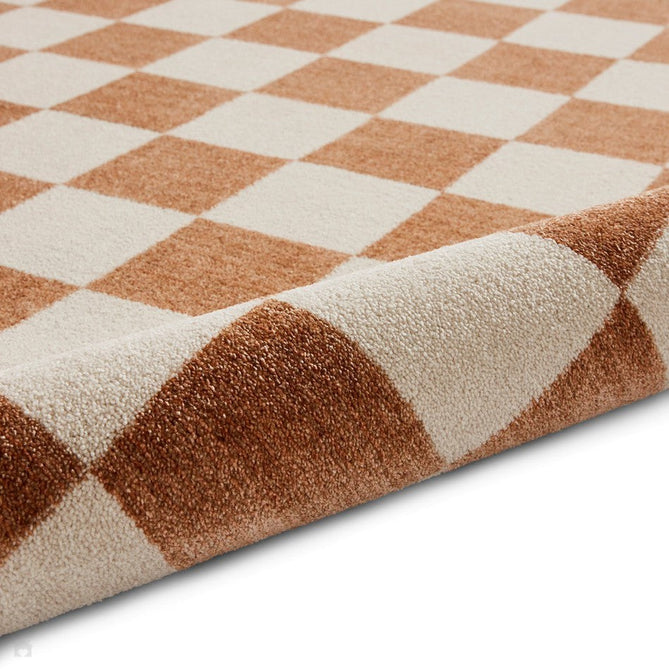 Baltimore 66618 Modern Checkerboard High-Density Smooth Polyester Flat-Pile Walnut Runner-Think Rugs-Rug Love - The Most Loved Rug Store